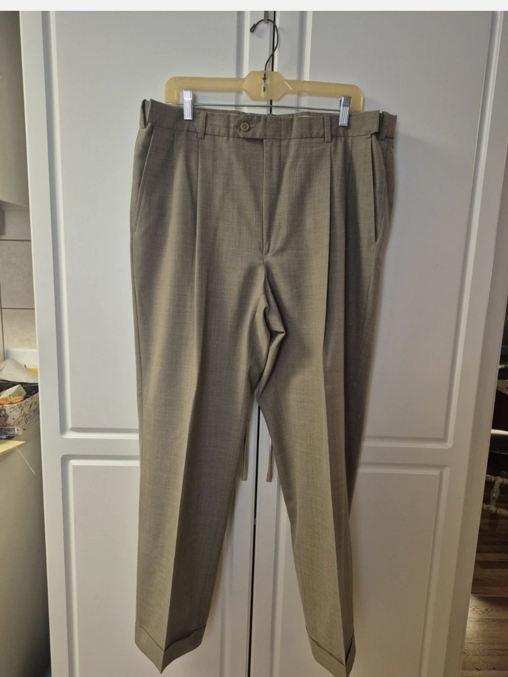 Men's Palm Beach Tan Khaki Twill Pleated Dress Pants Comfort Waistband 36x30